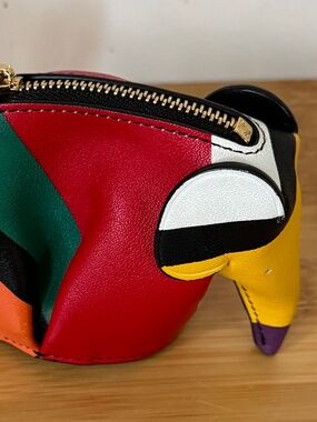 Loewe Striped Leather Elephant Coin Purse Pouch Keychain Limited Edition